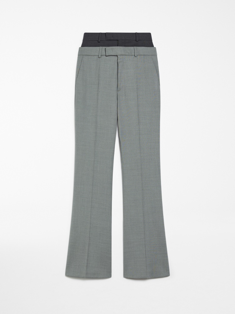 Flared trousers with a branded double belt - 灰色 - Marina Rinaldi