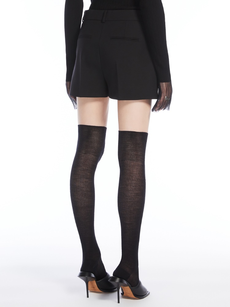 Stretch wool shorts - 黑色 - Marina Rinaldi - 3