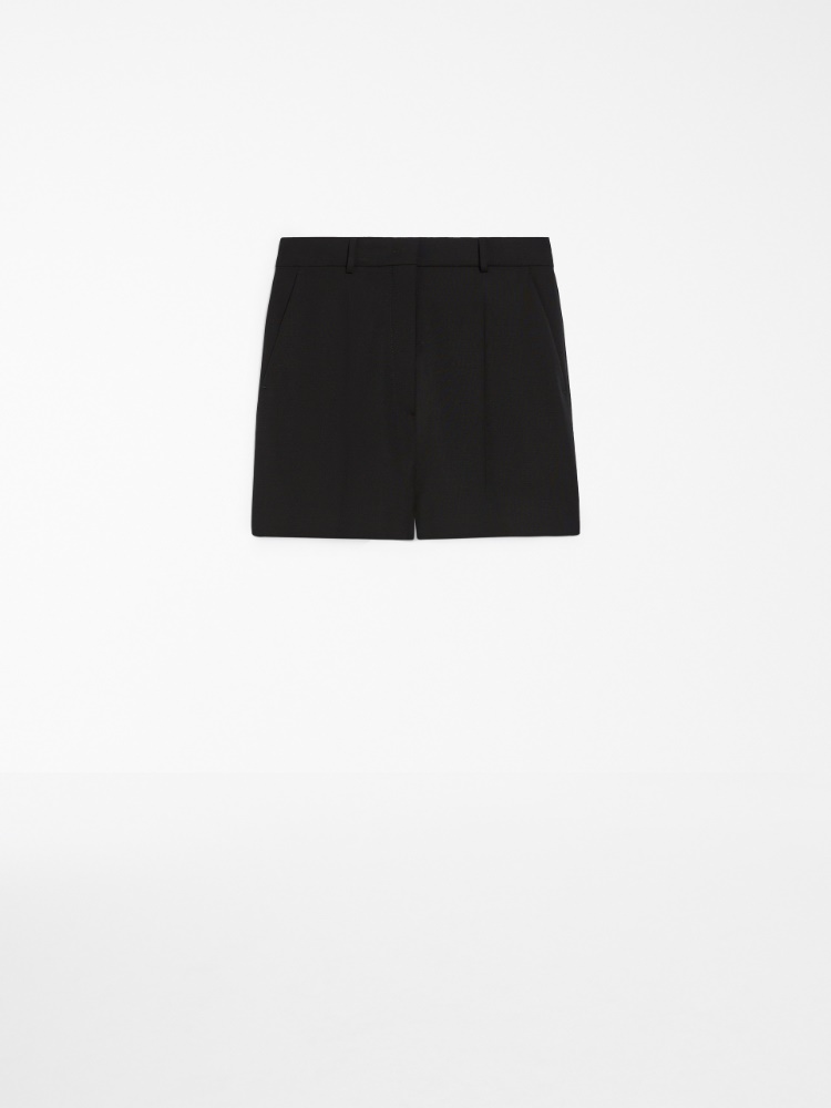 Stretch wool shorts - 黑色 - Marina Rinaldi