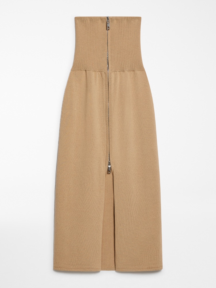 High-waisted knit skirt - 驼色 - Marina Rinaldi