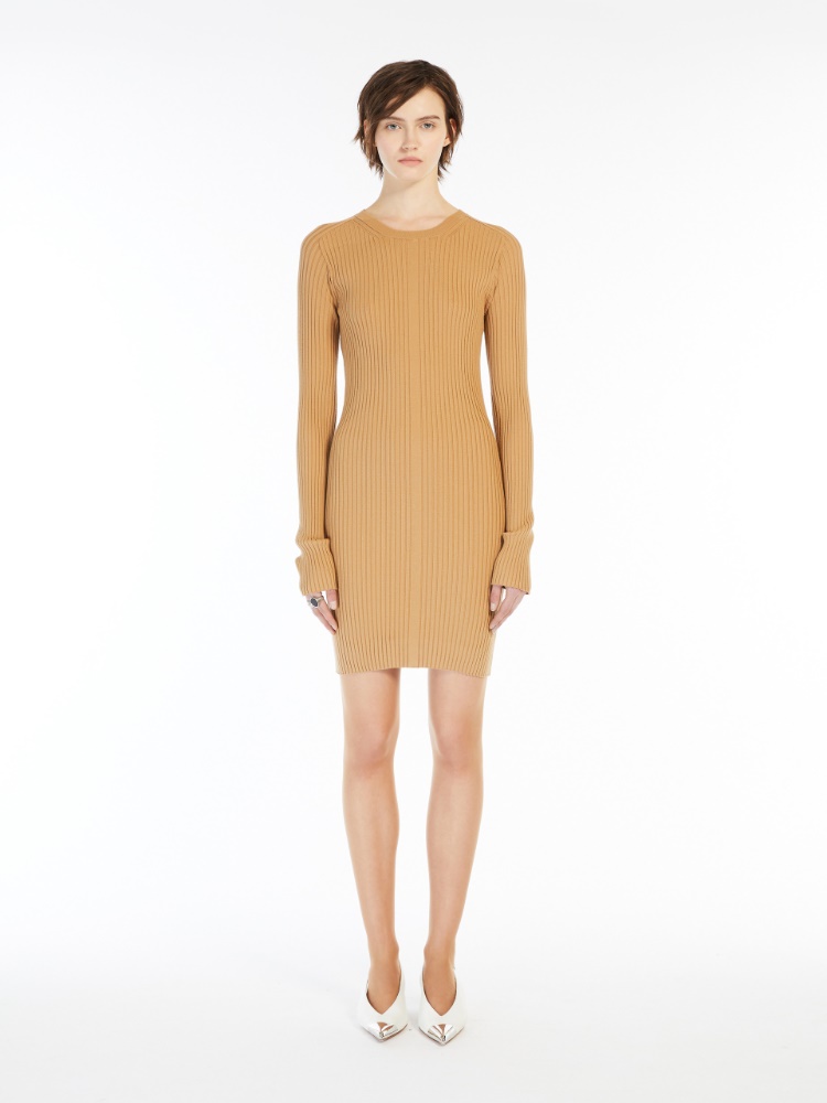 Rib-knit mini dress - 驼色 - Marina Rinaldi - 2