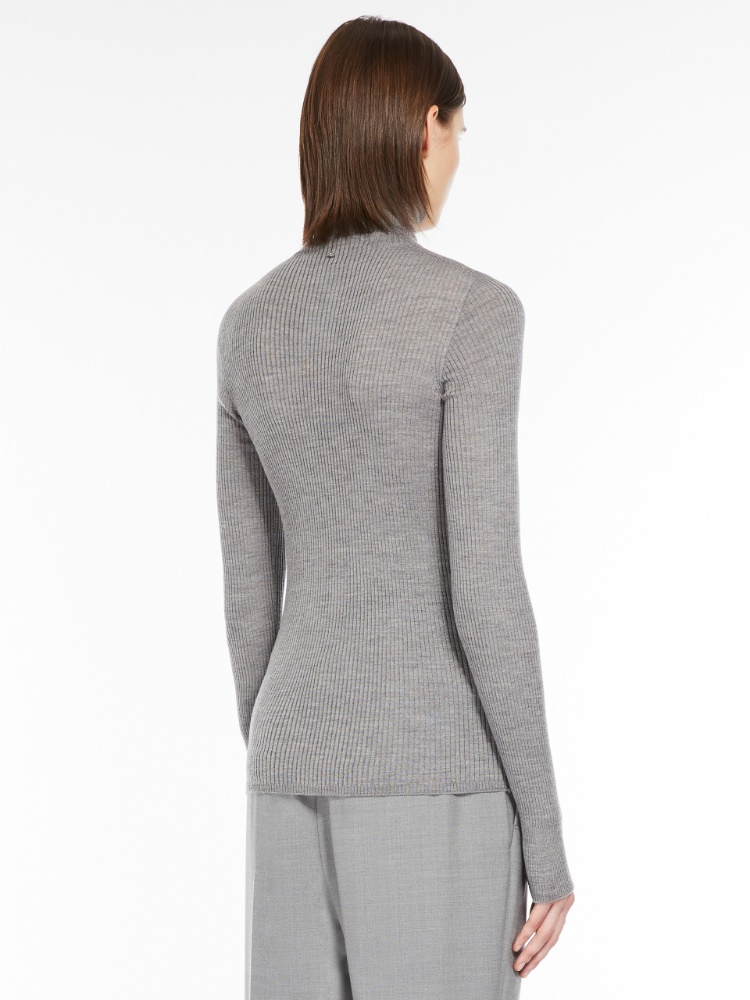 Pure wool mock polo-neck sweater - 灰色 - Marina Rinaldi - 3