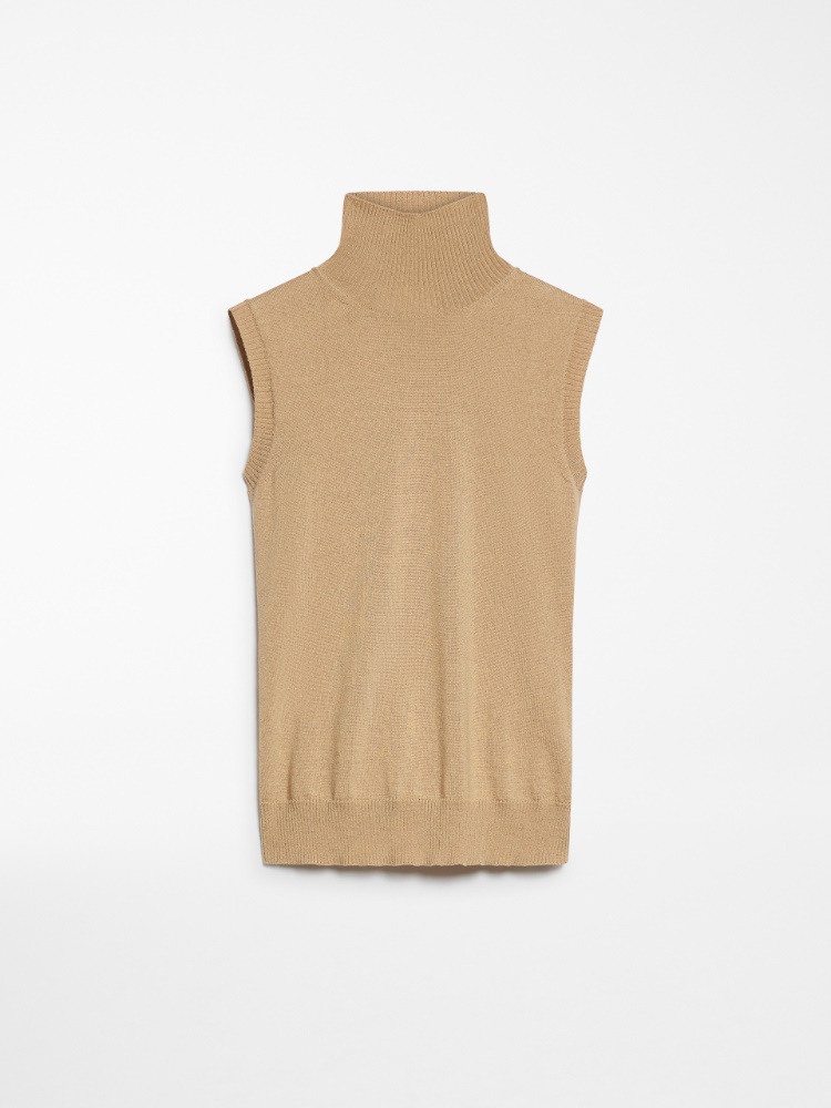 Sleeveless mock polo-neck sweater - 驼色 - Marina Rinaldi - 5