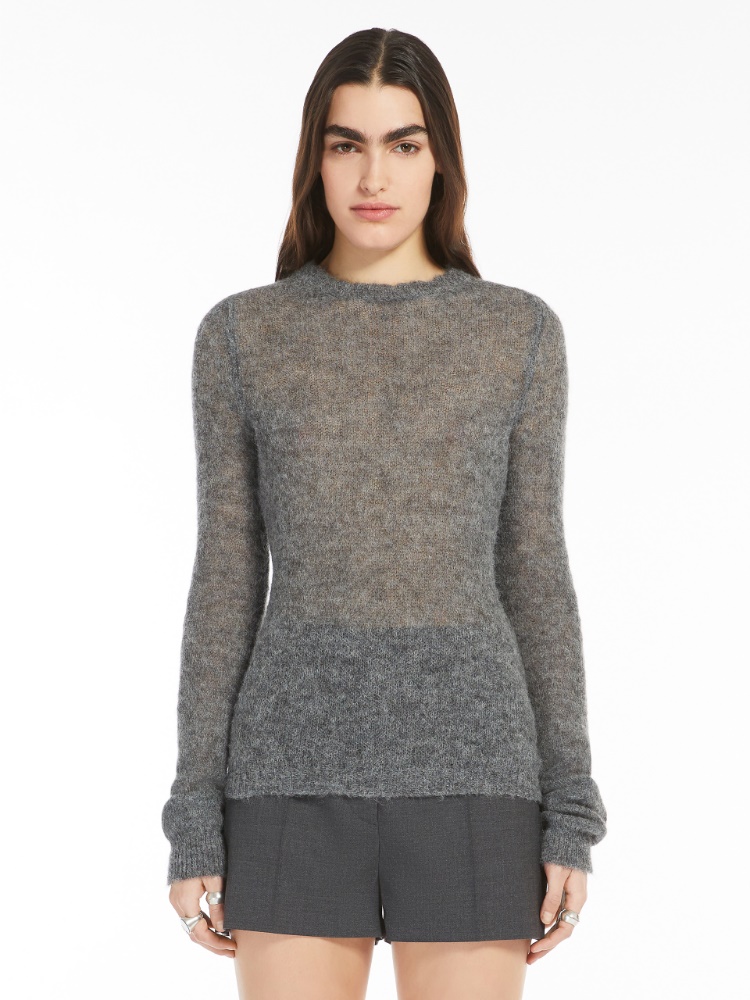 Stretch alpaca and wool crew-neck sweater - 灰色 - Marina Rinaldi - 2