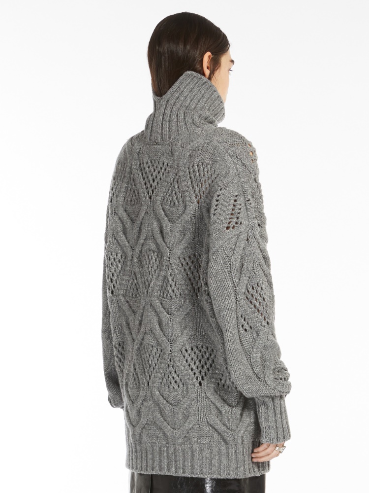 Diamond-knit maxi sweater - 灰色 - Marina Rinaldi - 3