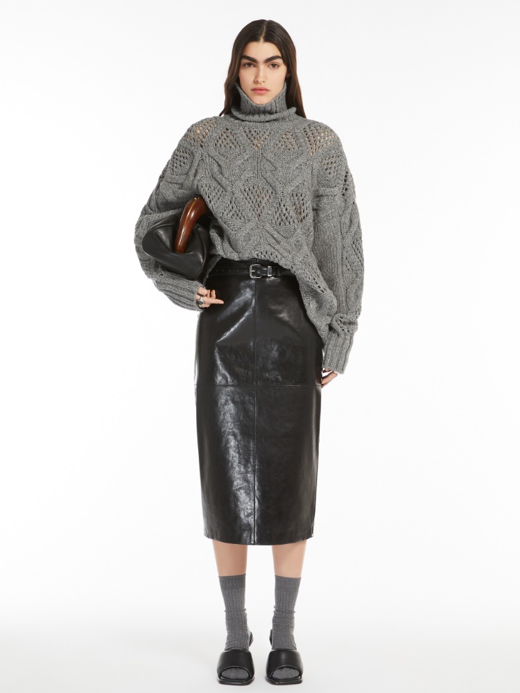 Diamond-knit maxi sweater - 灰色 - Marina Rinaldi - 2