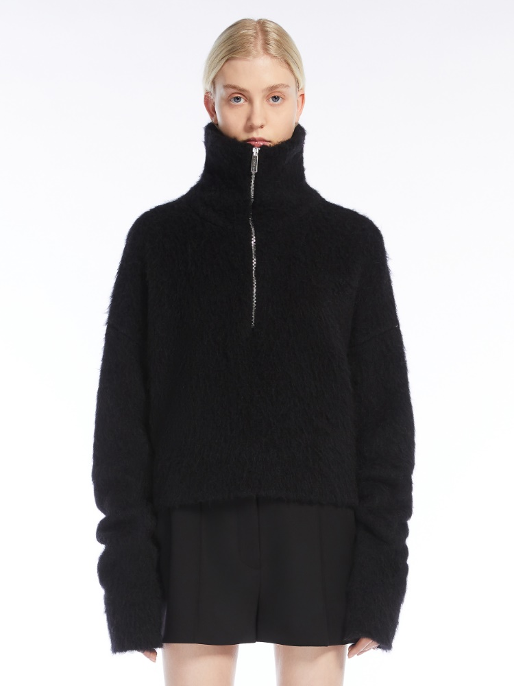 Alpaca-blend boxy sweater - 黑色 - Marina Rinaldi - 2