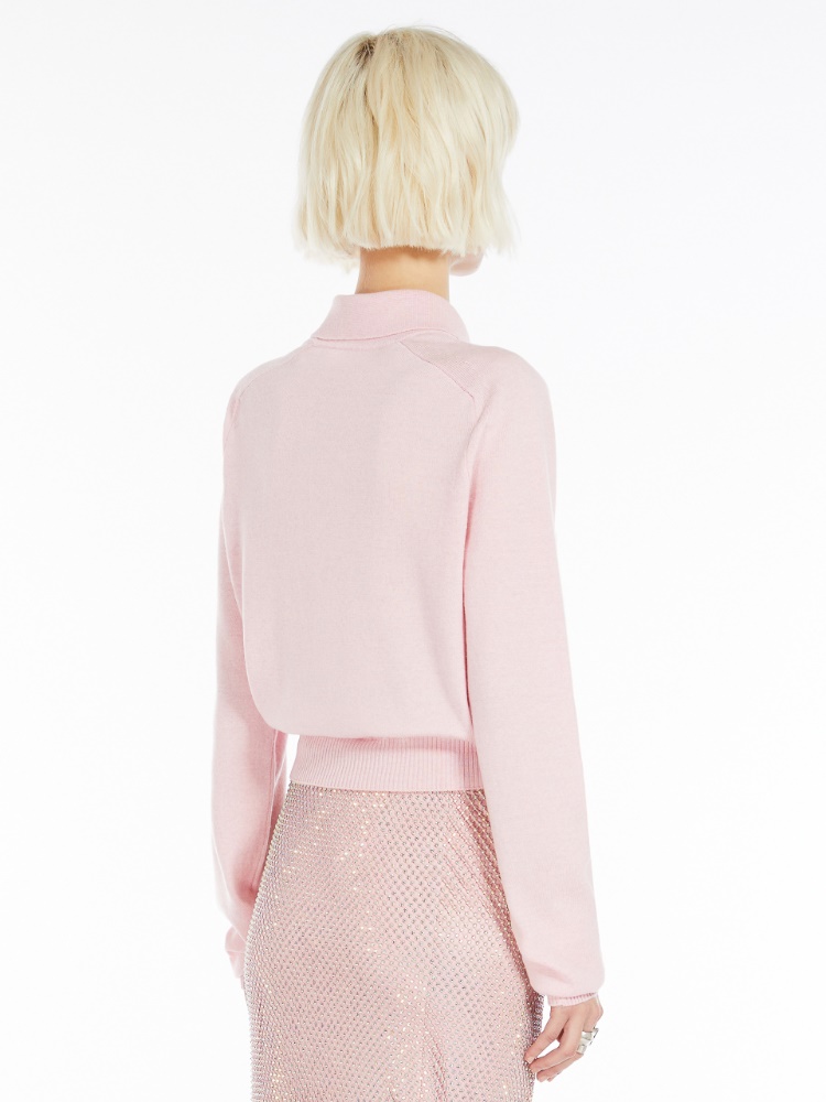 Detachable-collar cardigan - 粉红色 - Marina Rinaldi - 3