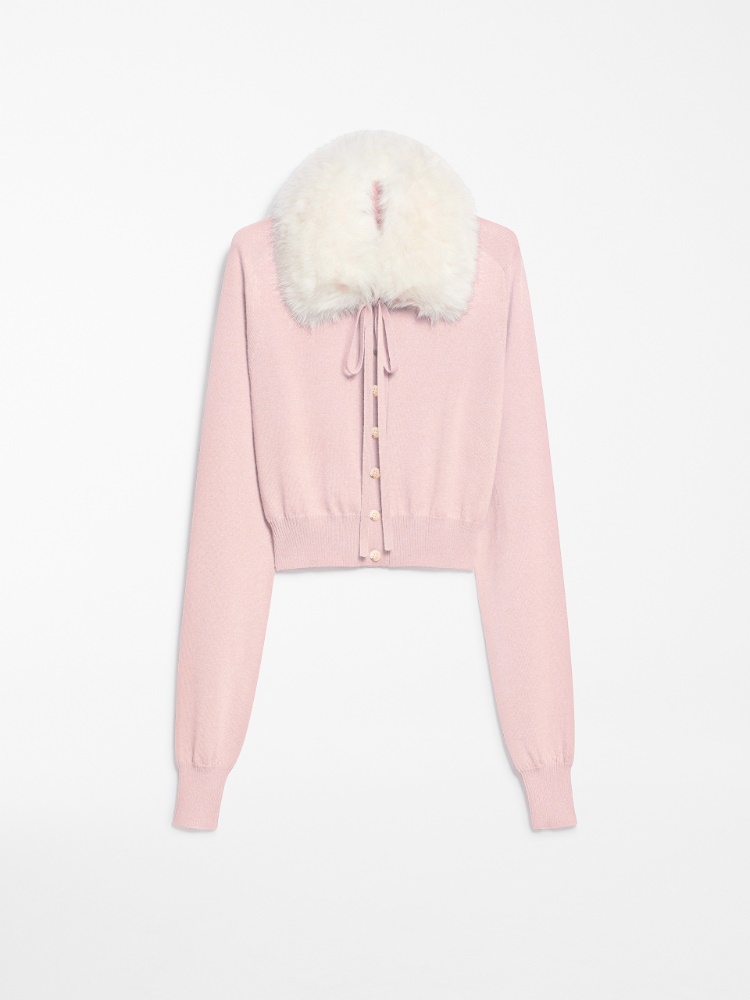 Detachable-collar cardigan - 粉红色 - Marina Rinaldi