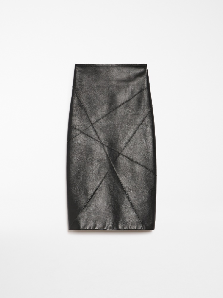 Nappa-leather midi skirt - 黑色 - Marina Rinaldi - 6
