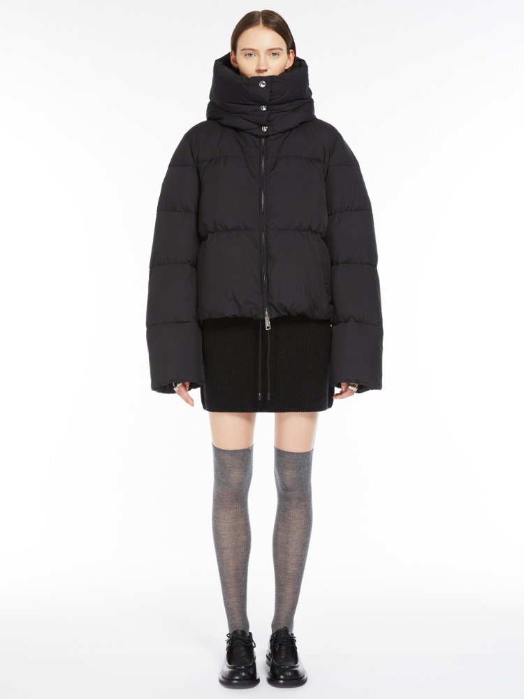 Oversized waterproof fabric down jacket - 黑色 - Marina Rinaldi - 2