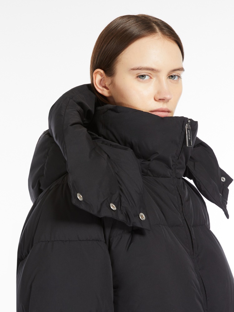 Oversized waterproof fabric down jacket - 黑色 - Marina Rinaldi - 4