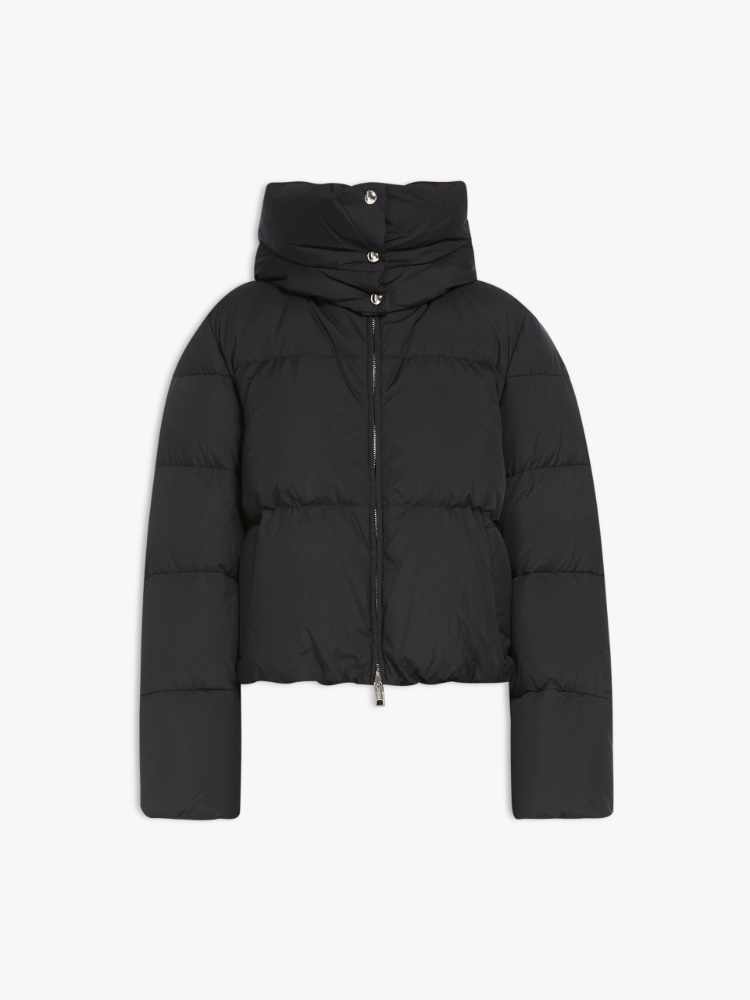 Oversized waterproof fabric down jacket - 黑色 - Marina Rinaldi - 6