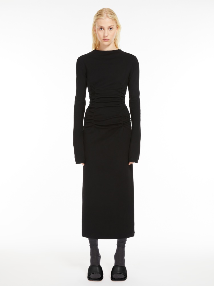 Gathered jersey dress - 黑色 - Marina Rinaldi - 2