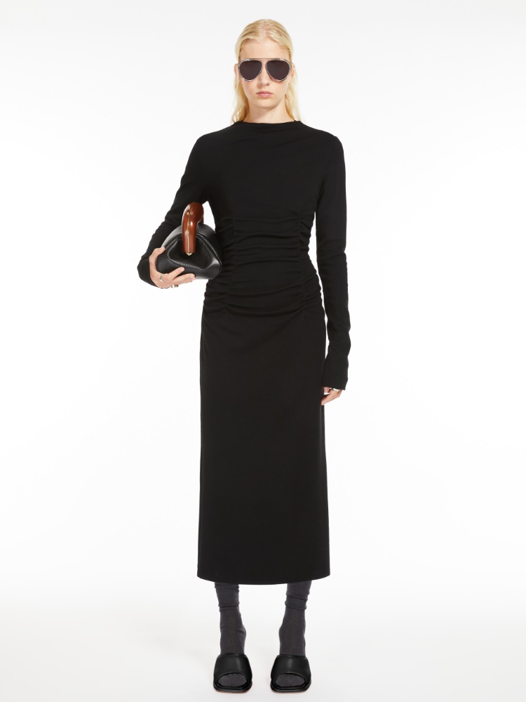 Gathered jersey dress - 黑色 - Marina Rinaldi - 2