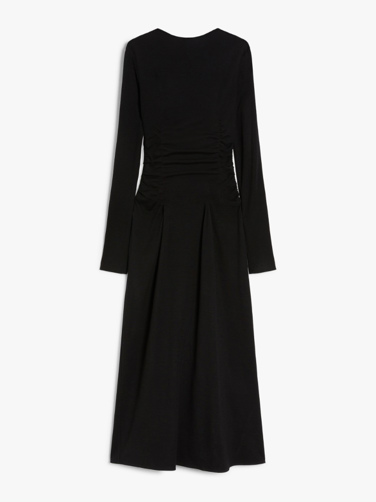 Gathered jersey dress - 黑色 - Marina Rinaldi