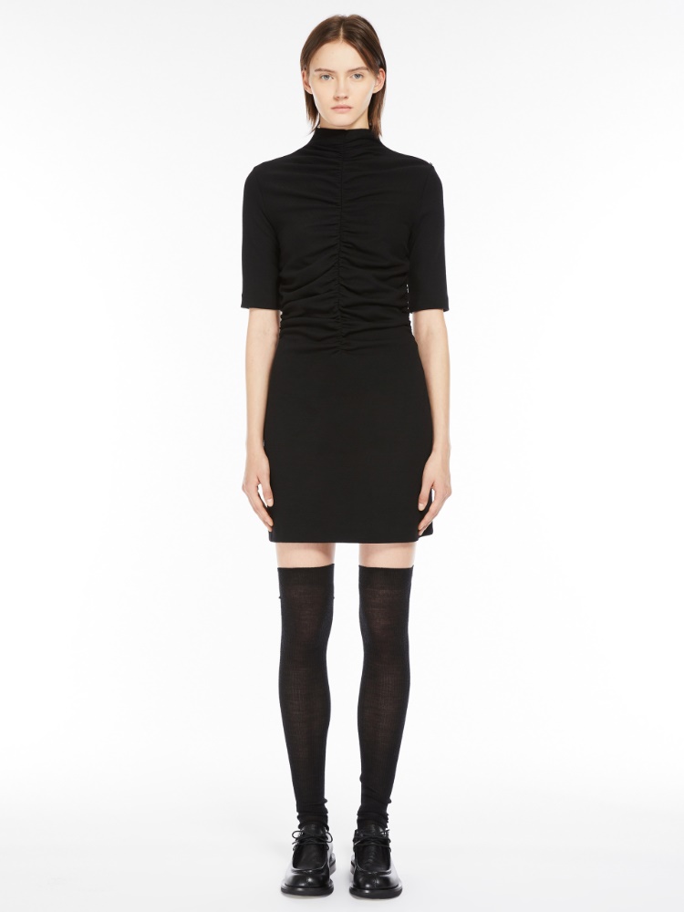 Short gathered dress - 黑色 - Marina Rinaldi - 2