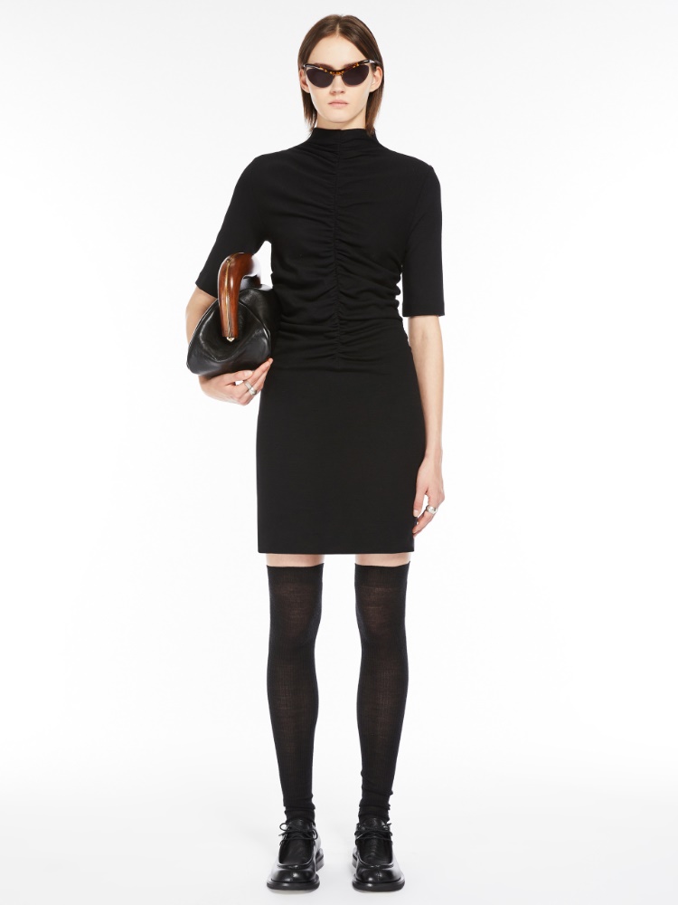 Short gathered dress - 黑色 - Marina Rinaldi - 2