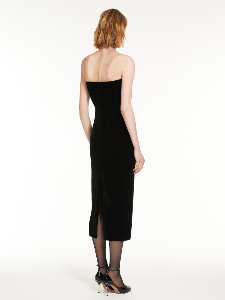 Velvet bustier dress - 黑色 - Marina Rinaldi - 3