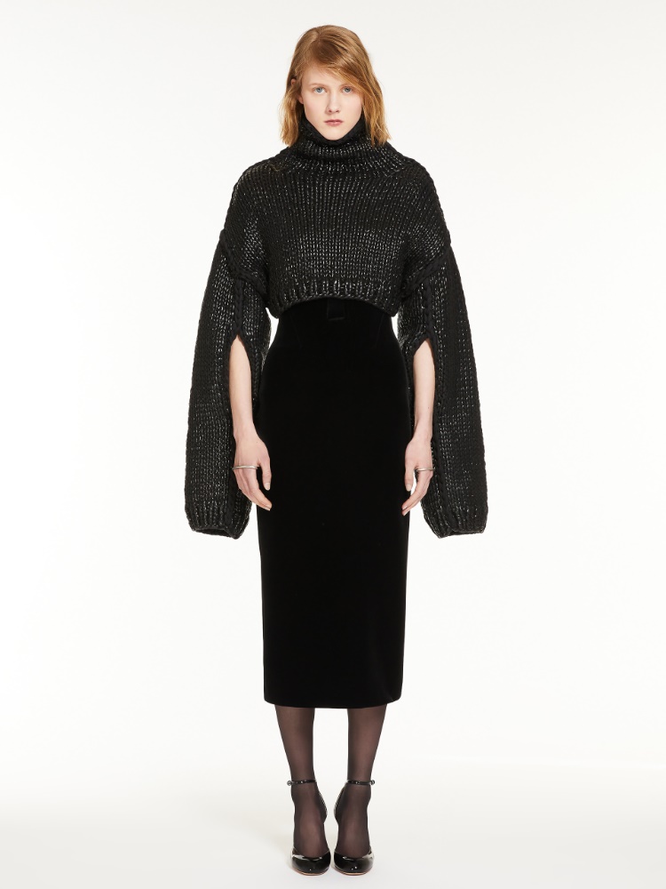 Velvet bustier dress - 黑色 - Marina Rinaldi - 2