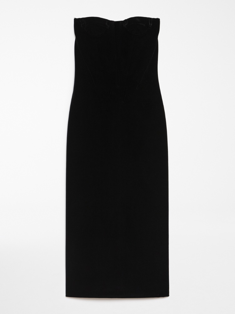 Velvet bustier dress - 黑色 - Marina Rinaldi