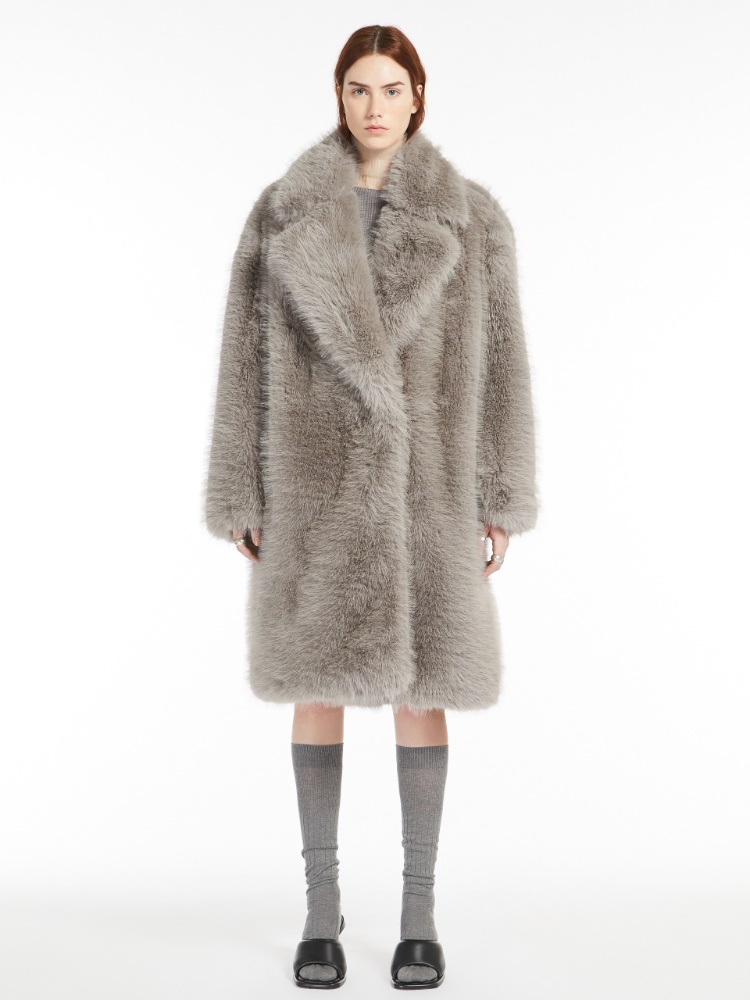 Faux fur coat - 亮灰色 - Marina Rinaldi - 2