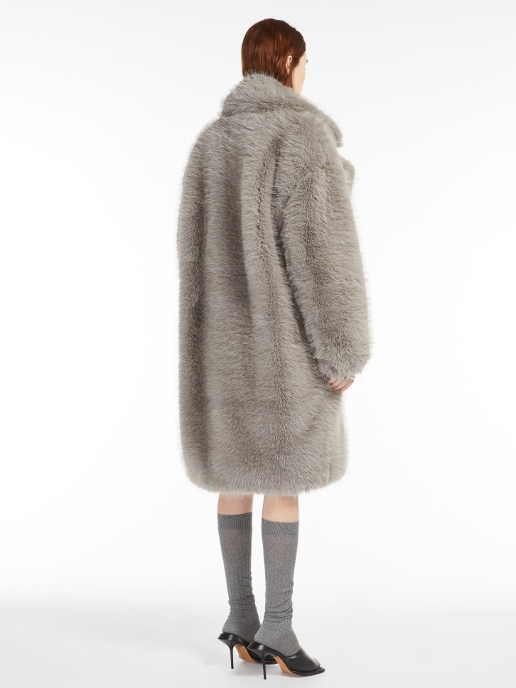 Faux fur coat - 亮灰色 - Marina Rinaldi - 3