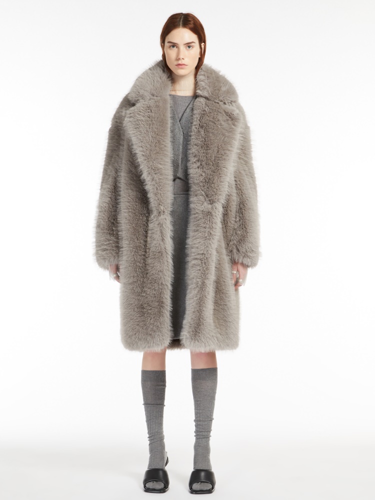 Faux fur coat - 亮灰色 - Marina Rinaldi - 2