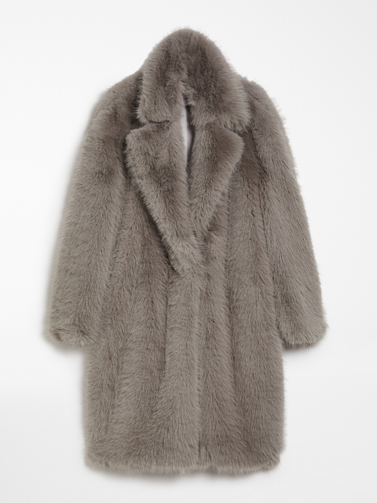 Faux fur coat - 亮灰色 - Marina Rinaldi