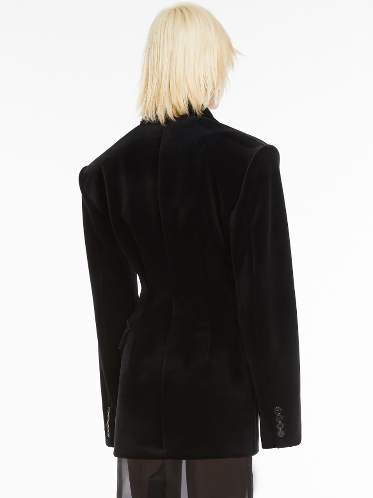 Velvet blazer - 黑色 - Marina Rinaldi - 3