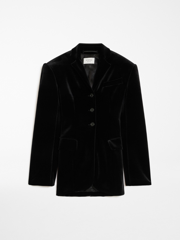 Velvet blazer - 黑色 - Marina Rinaldi
