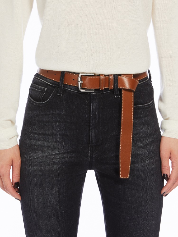 Long leather belt - 褐色 - Marina Rinaldi - 5