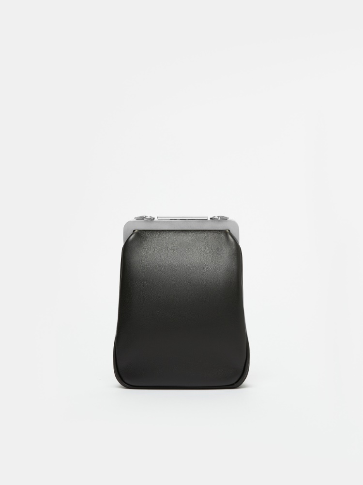 Vertical leather shoulder bag, small - 黑色 - Marina Rinaldi - 3