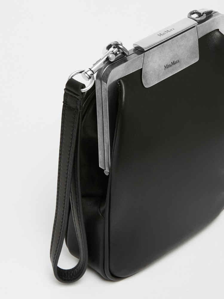 Vertical leather shoulder bag, small - 黑色 - Marina Rinaldi - 4