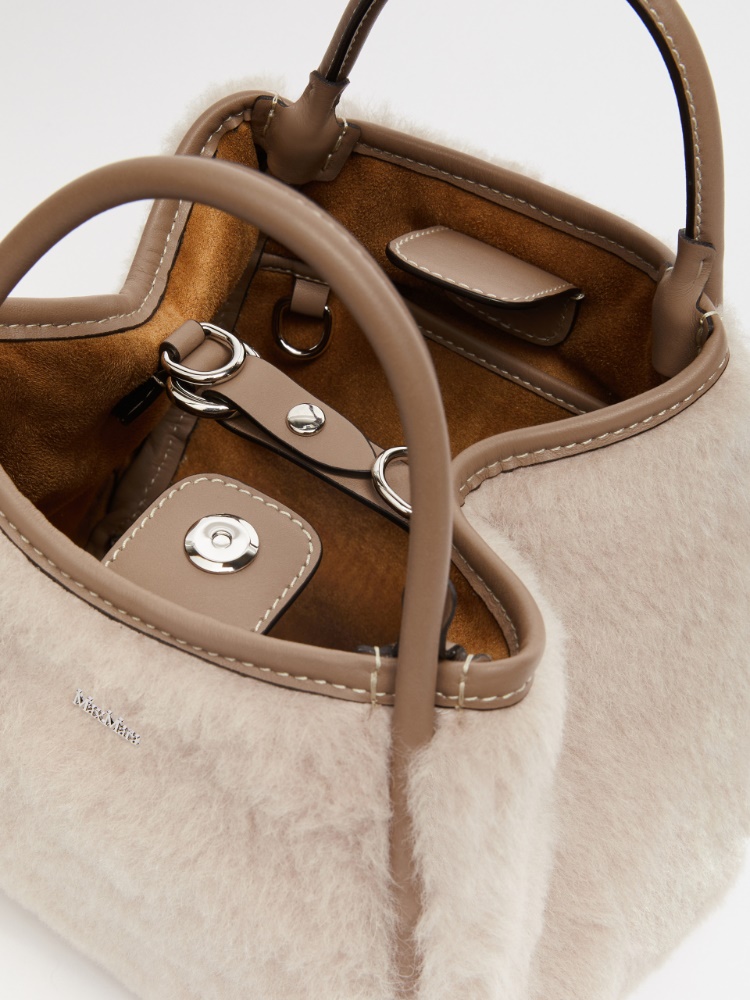 Extra Small Marine Bag in alpaca and wool Teddy fabric - 米色 - Marina Rinaldi - 5