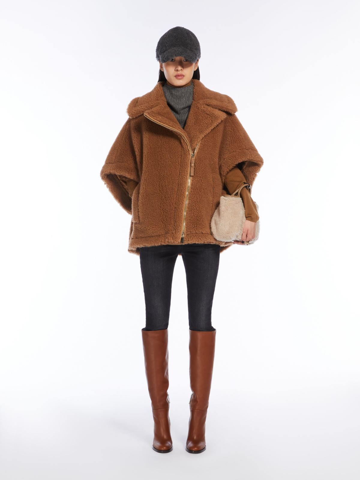 Extra Small Marine Bag in alpaca and wool Teddy fabric - 米色 - Marina Rinaldi