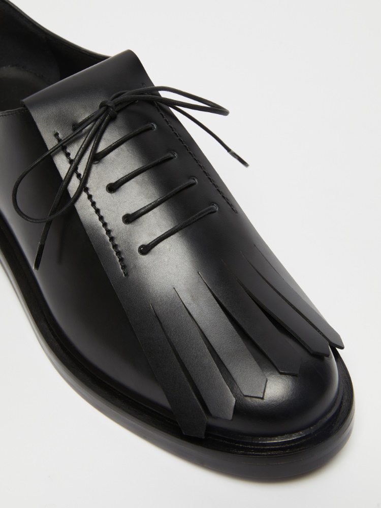 Leather lace-ups with fringe - 黑色 - Marina Rinaldi - 4