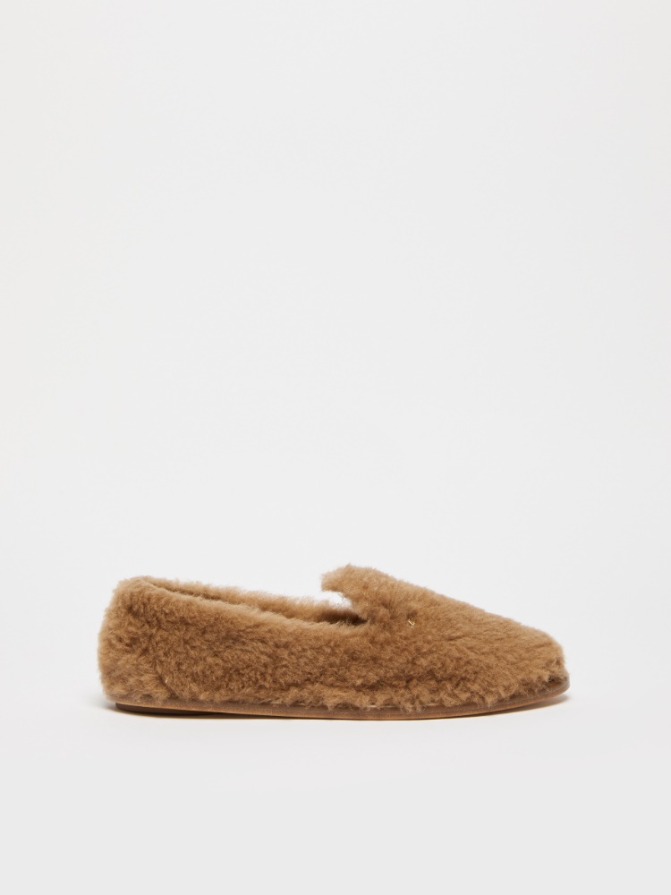 Teddy fabric slippers - 驼色 - Marina Rinaldi