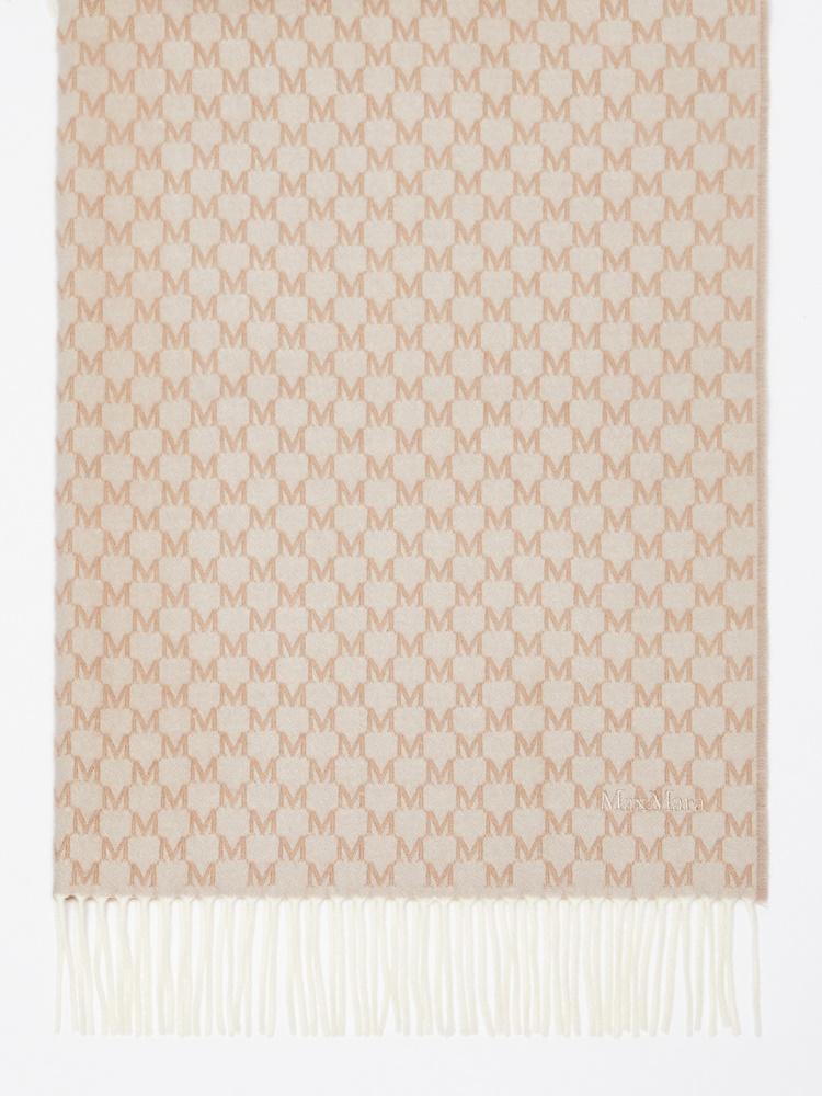 Jacquard wool stole - 米色 - Marina Rinaldi