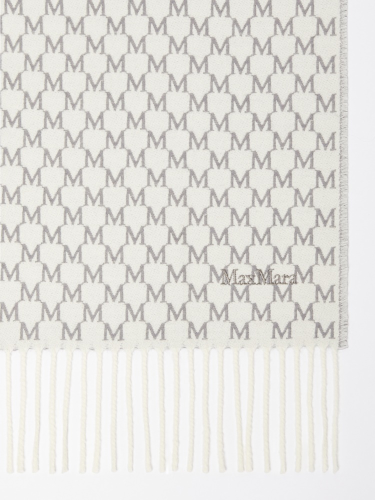 Jacquard wool stole - 白色 - Marina Rinaldi - 2