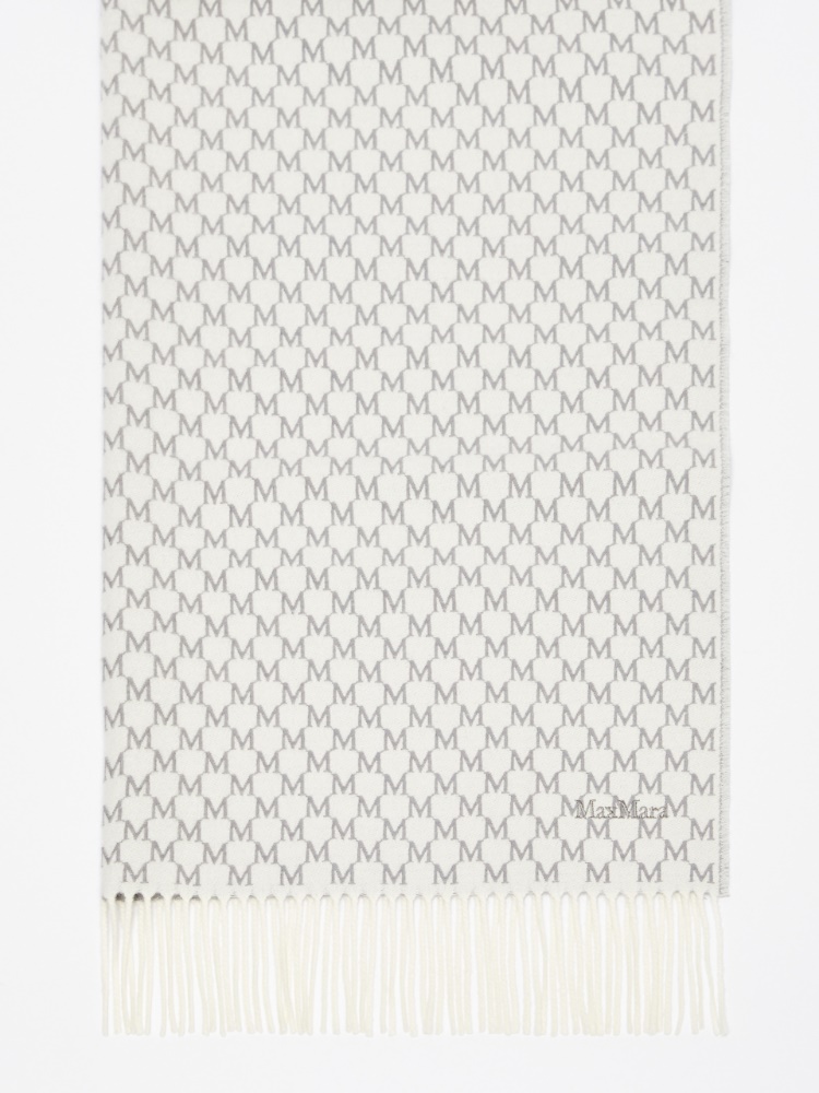 Jacquard wool stole - 白色 - Marina Rinaldi