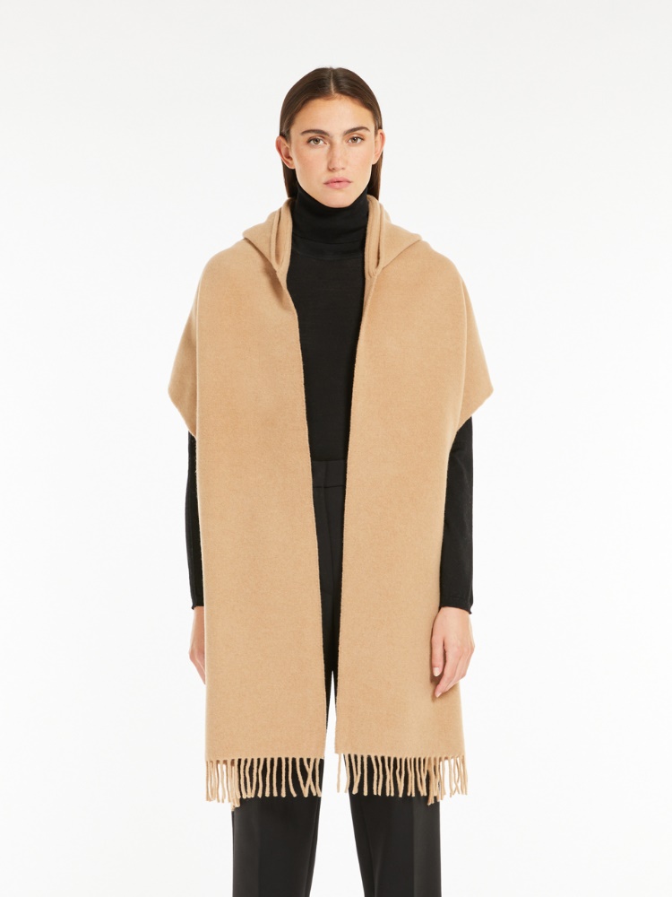 Cashmere blend scarf with hood - 驼色 - Marina Rinaldi - 2