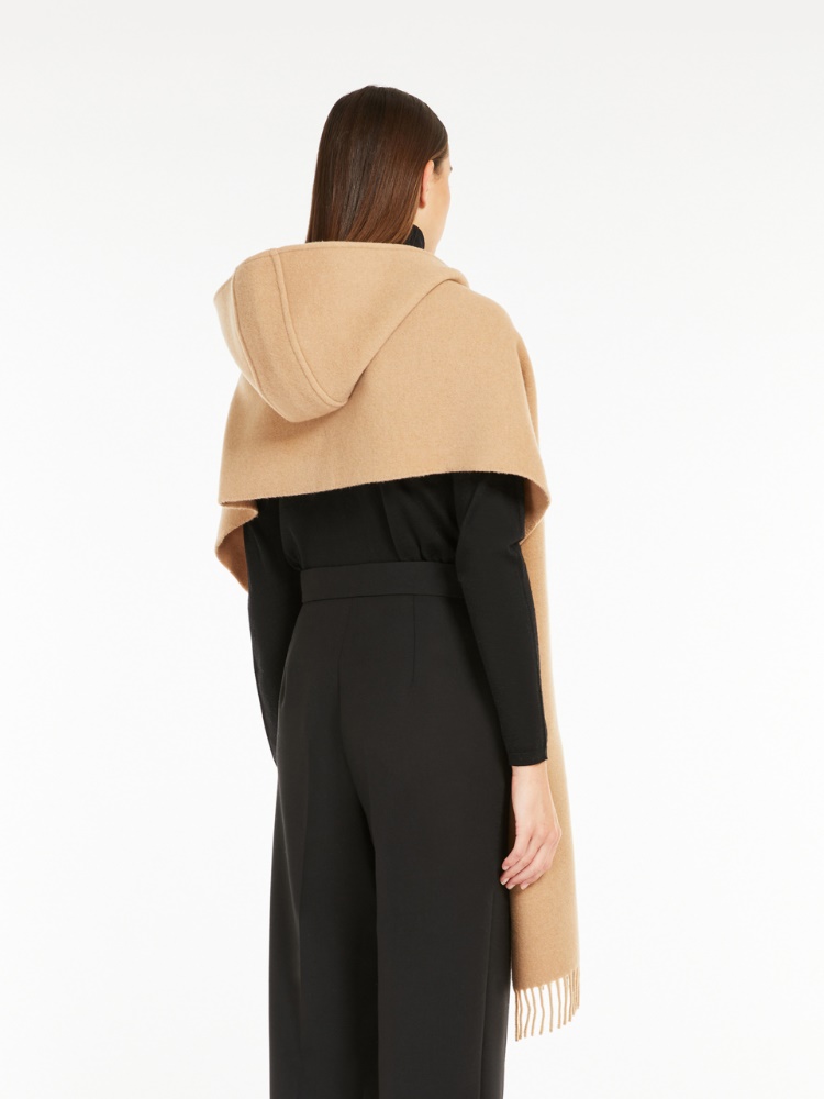 Cashmere blend scarf with hood - 驼色 - Marina Rinaldi - 3