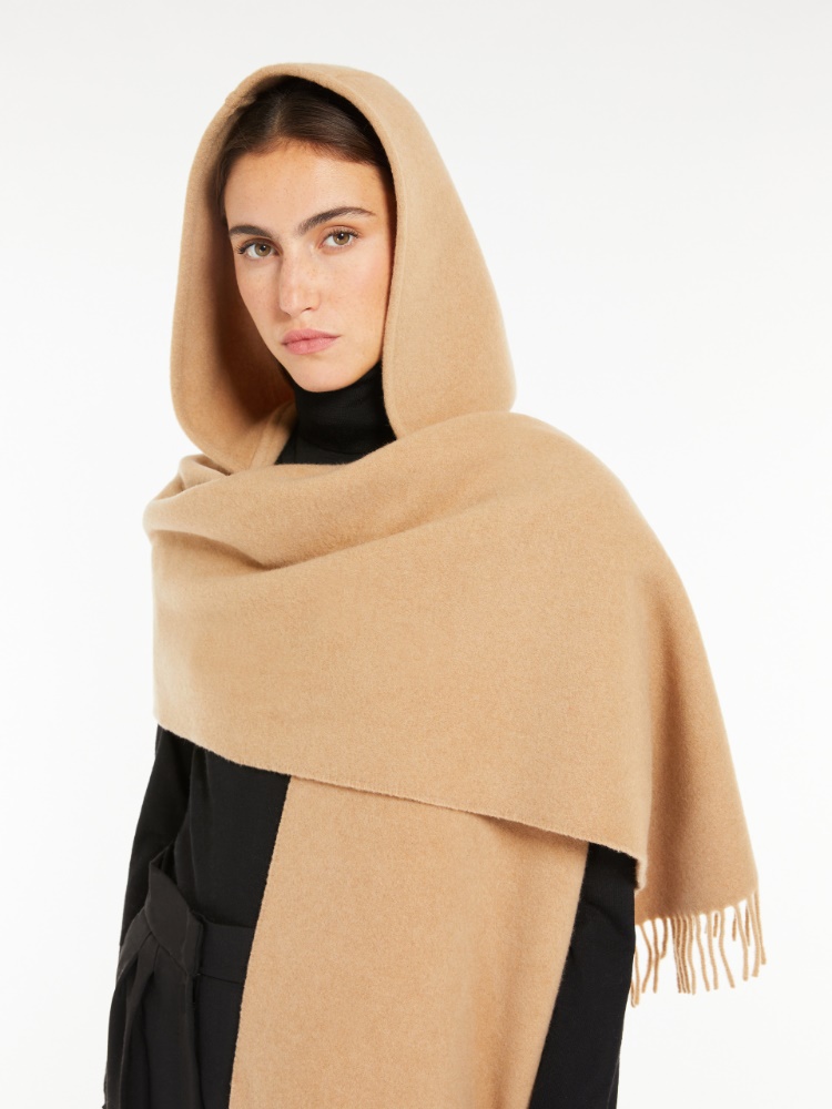 Cashmere blend scarf with hood - 驼色 - Marina Rinaldi - 4