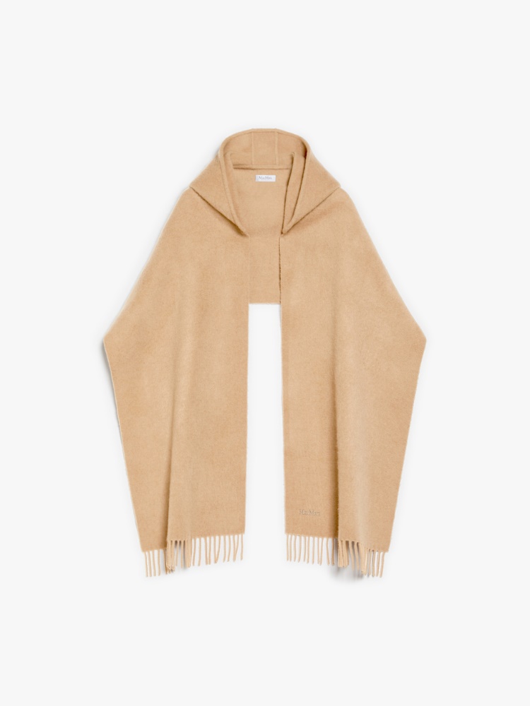 Cashmere blend scarf with hood - 驼色 - Marina Rinaldi