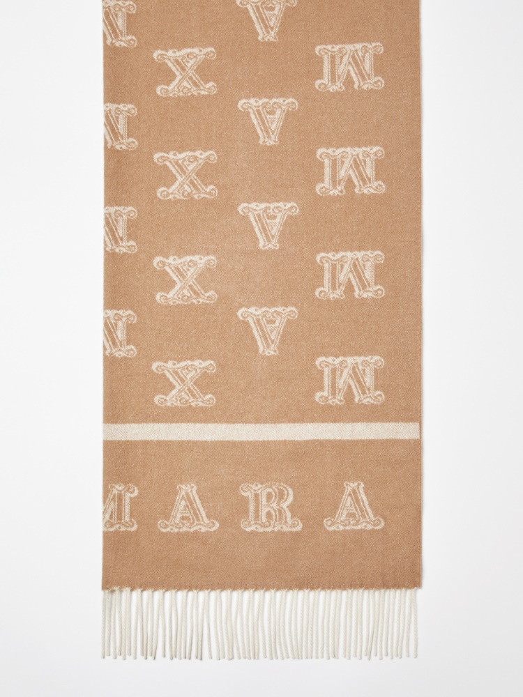 Jacquard cashmere stole - 驼色 - Marina Rinaldi