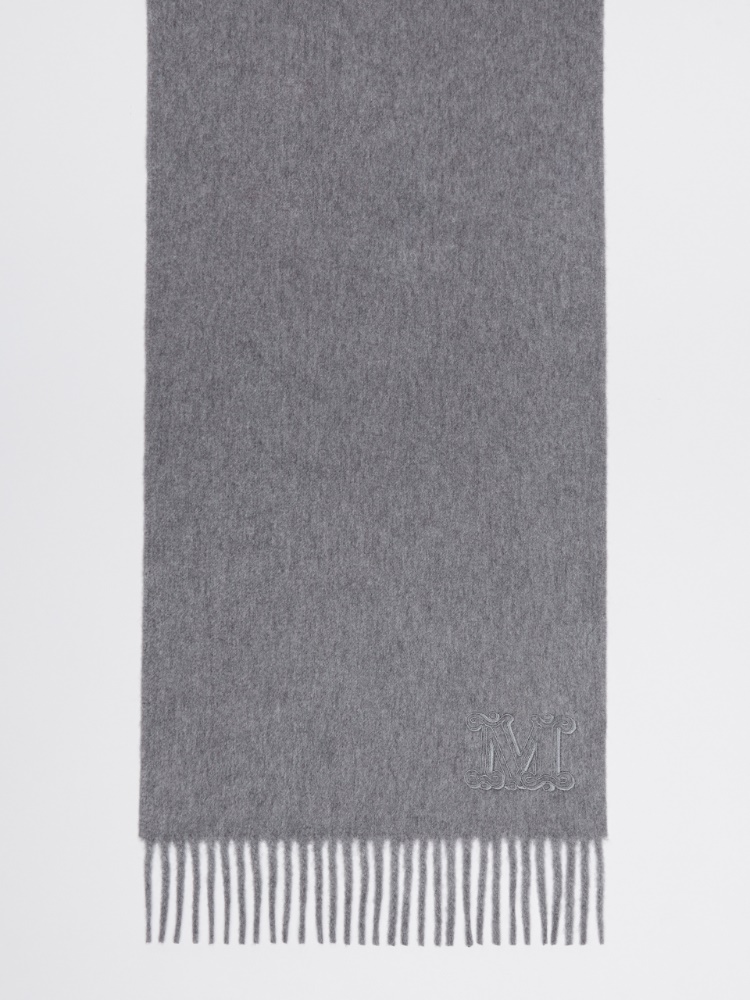 Cashmere stole with monogram embroidery - 灰色 - Marina Rinaldi