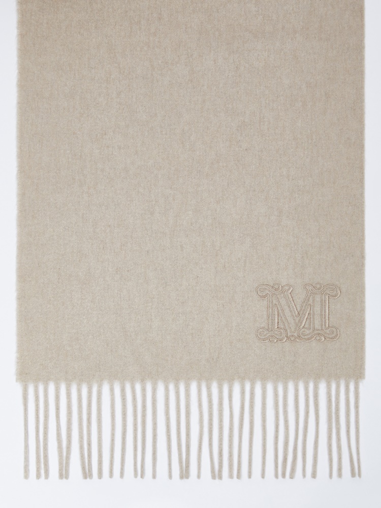 Cashmere stole with monogram embroidery - 米色 - Marina Rinaldi