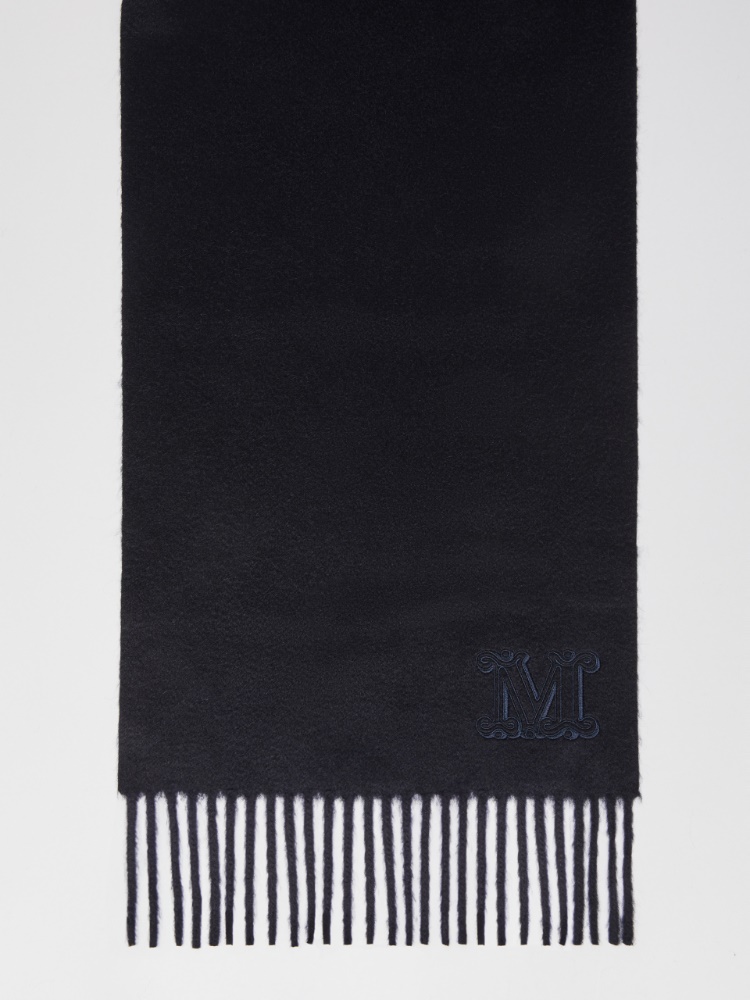 Cashmere stole with monogram embroidery - 深蓝色 - Marina Rinaldi