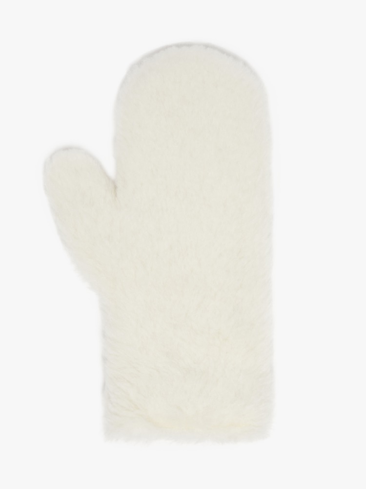Alpaca and wool Teddy fabric mittens - 白色 - Marina Rinaldi - 2
